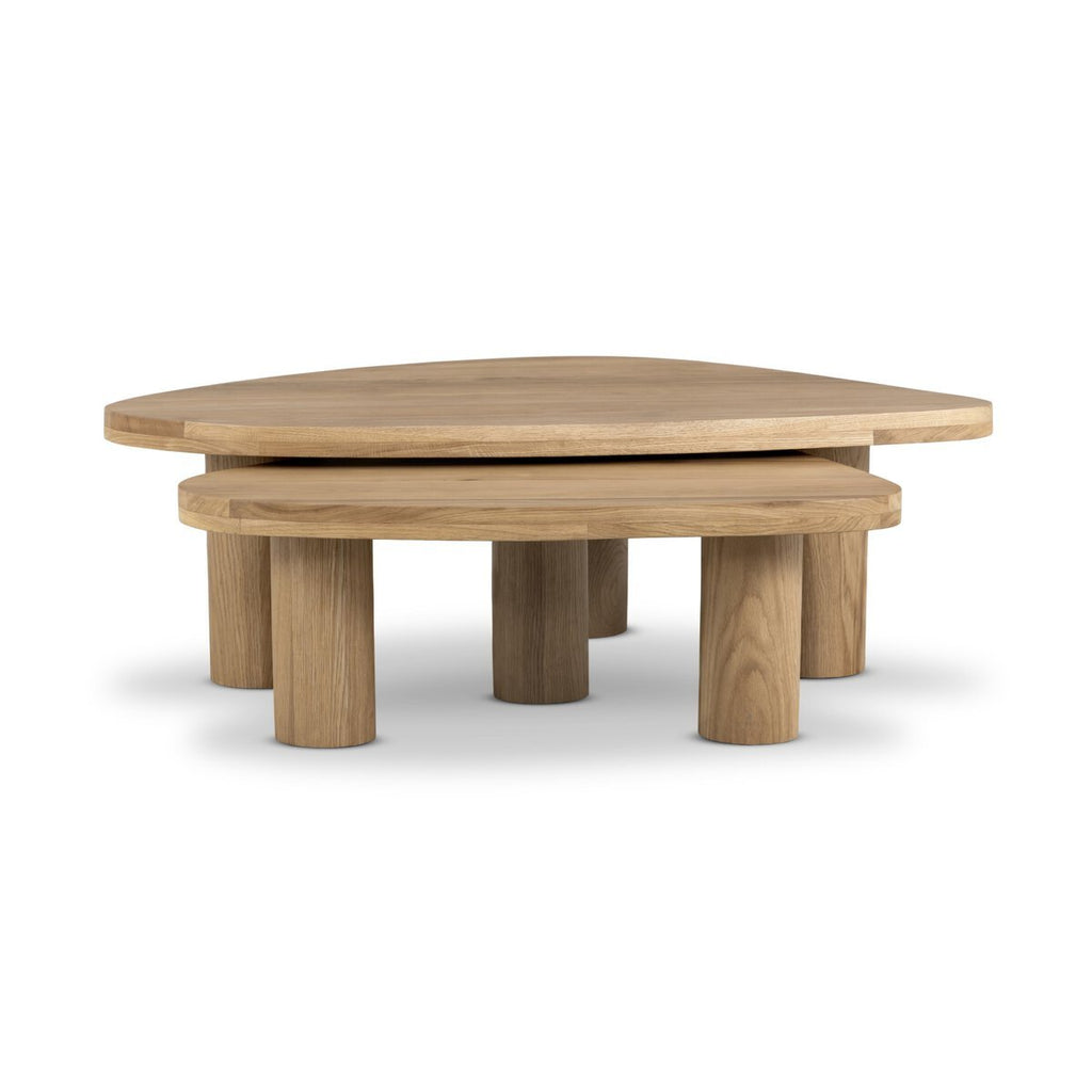 Turned Pillar Natural Oak Nesting Coffee Tables - Sage InteriorsFour HandsCoffee Table