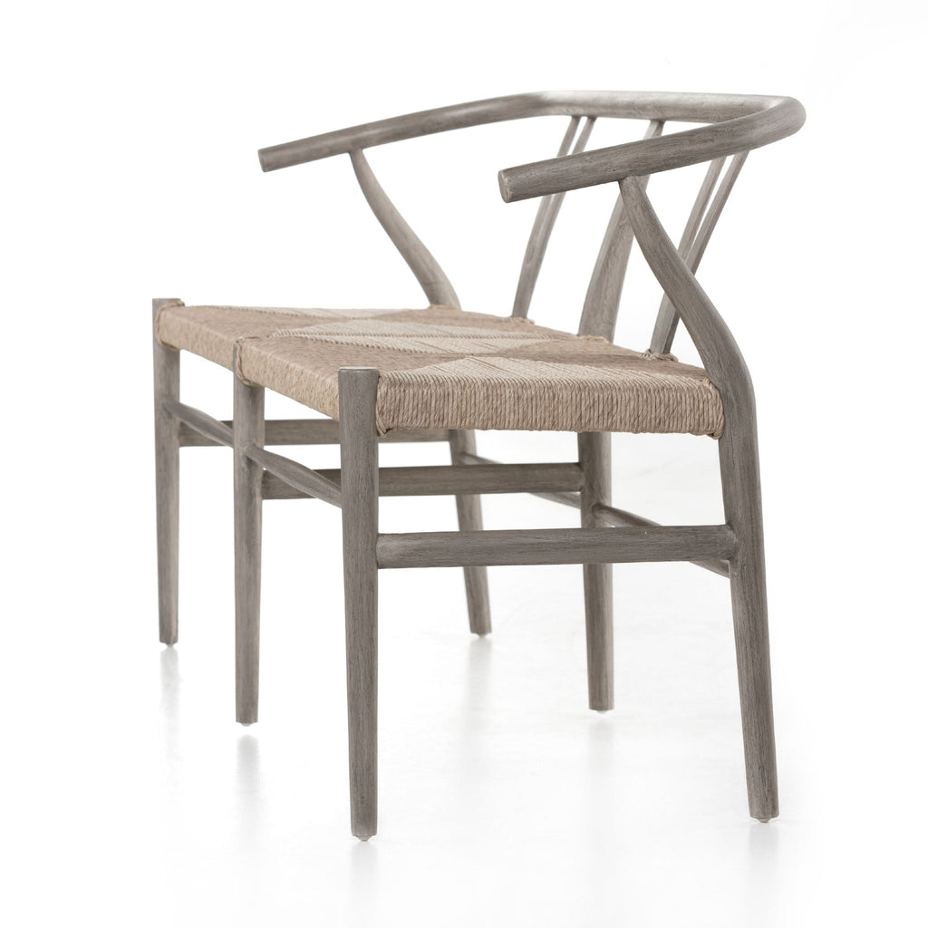 Wishbone Dining Bench, Weathered Grey Teak - Sage InteriorsFH