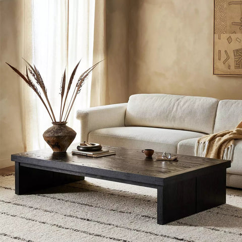 Worn Black Minimalist Coffee Table - Sage InteriorsFour Handscoffee table