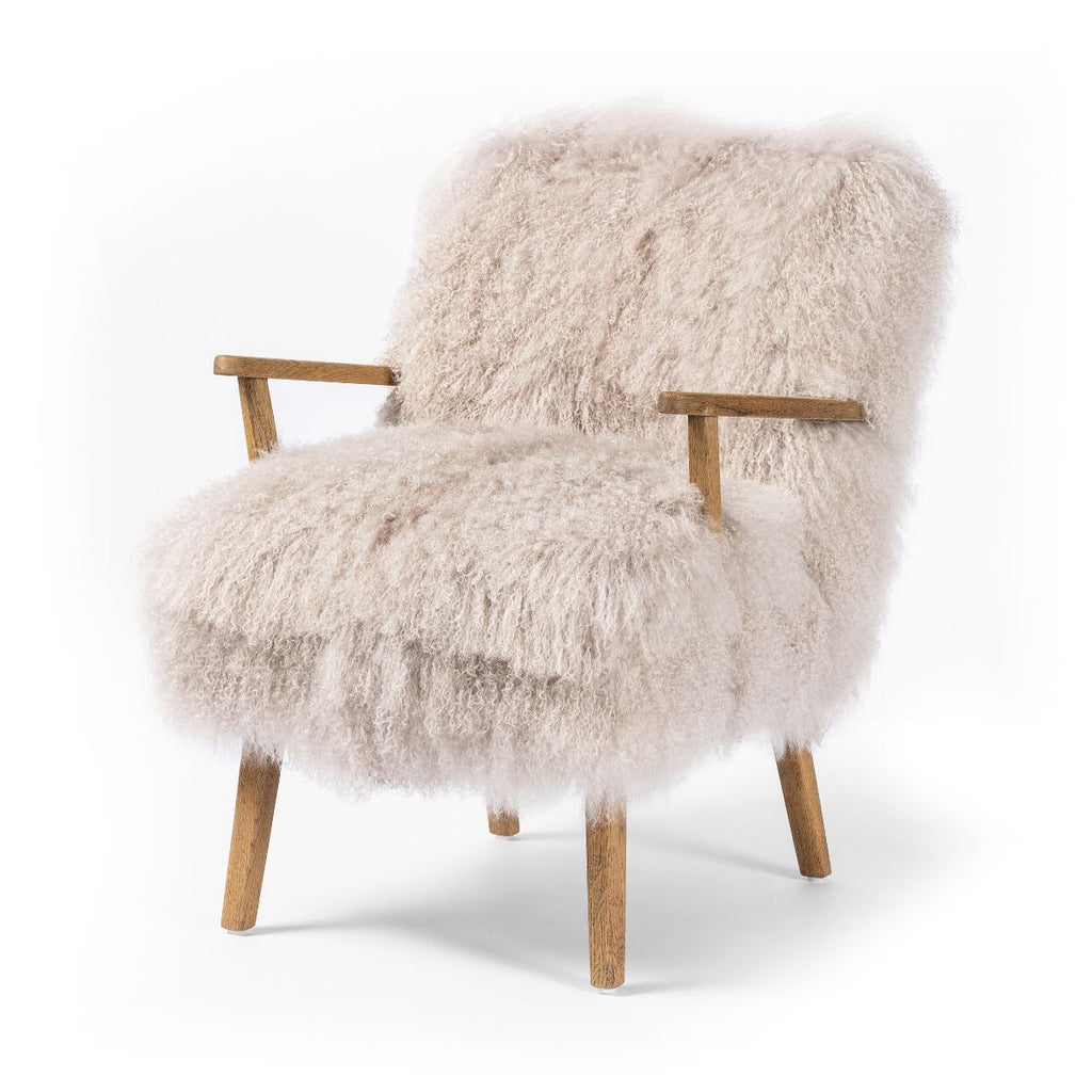 Mongolian Fur Armchair, Taupe