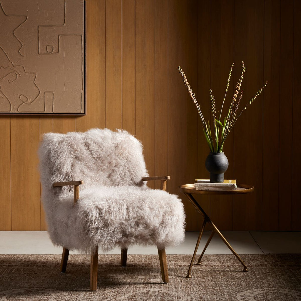 Mongolian Fur Armchair, Taupe