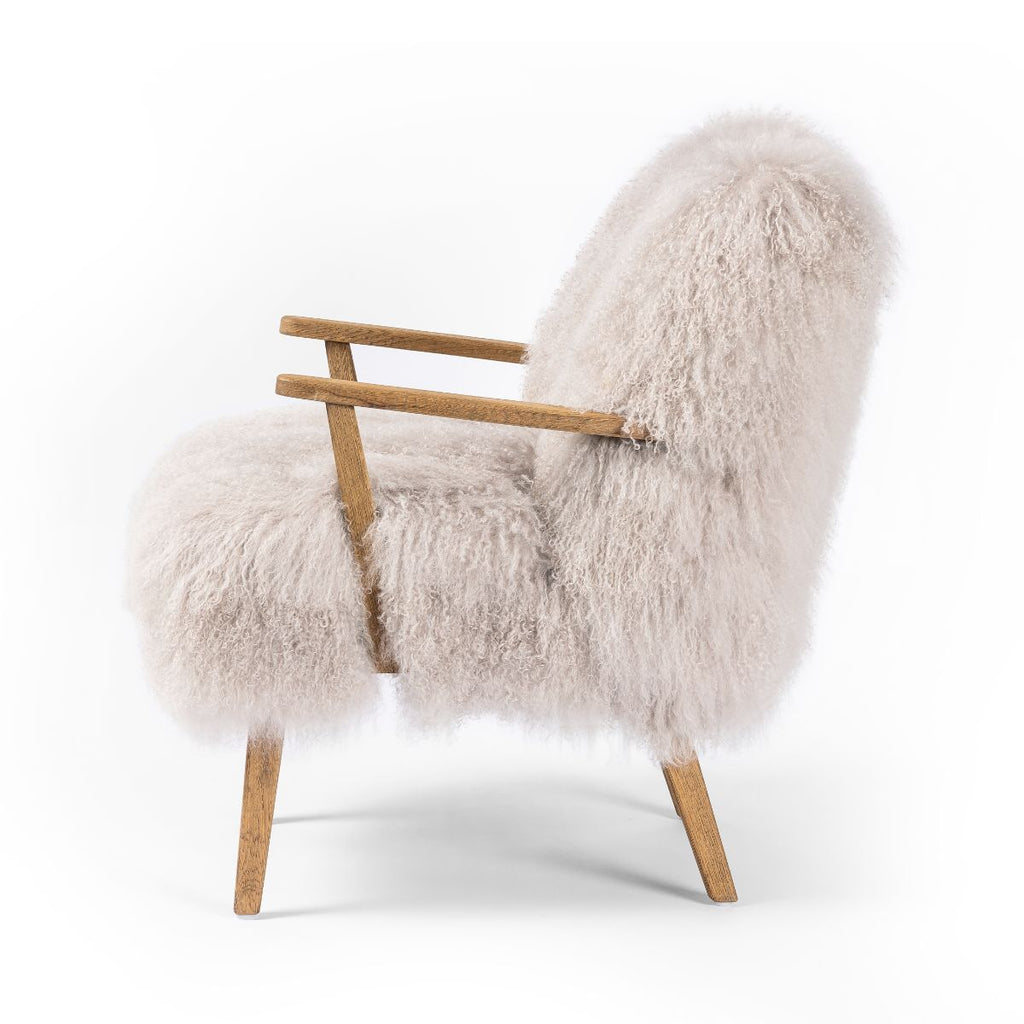 Mongolian Fur Armchair, Taupe