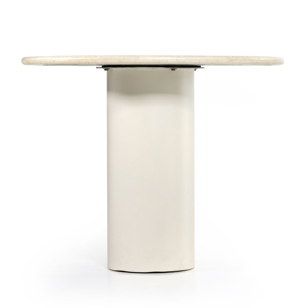 Italian Bistro-style Dining Table, Cream Marble 38"